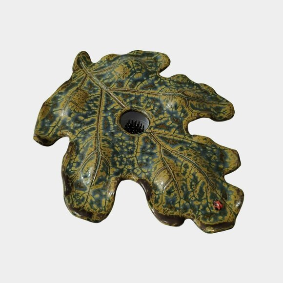 G.E.T. Other - G.E.T Pottery Ikebana Vase Flower Frog, Leaf Shape & Ladybug Vintage Handcrafted